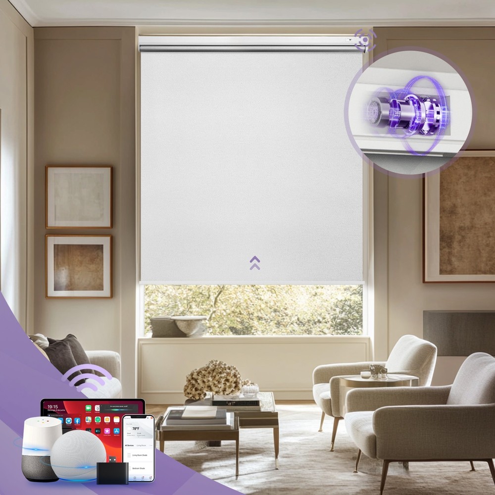 Motorized Roller Blinds with Remote Control【Solar Panel Included】 total blackout