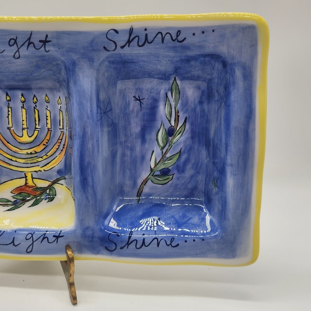 Ceramic Hanukkah Relish/Appetizer Server 14" x 7" by Julia Junkin for Certified