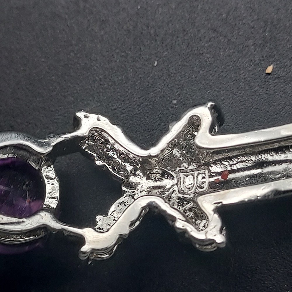 Amethyst Diamond Chip Hinged Clamp Bracelet XO Style