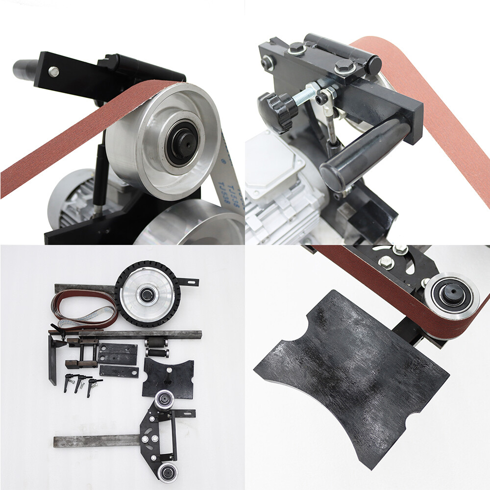 Vertical & Horizontal Frequency Conversion Belt Sander Grinder 3 Grinding Wheels