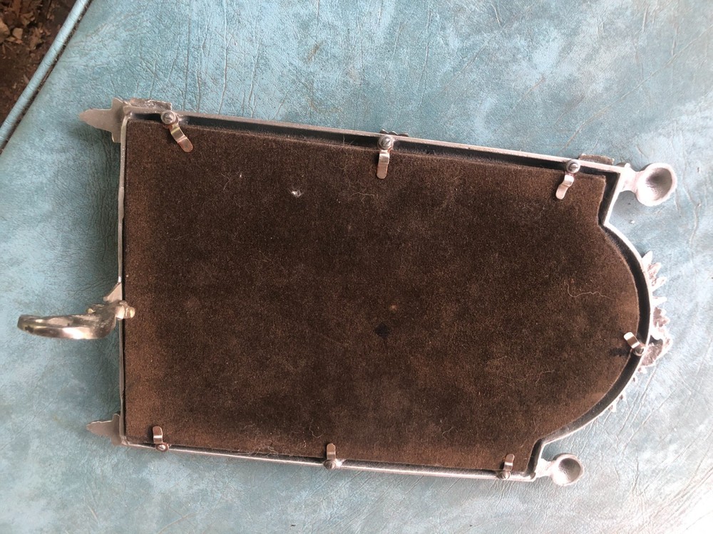 Antique Vintage Pewter Table Mirror 16"x10"