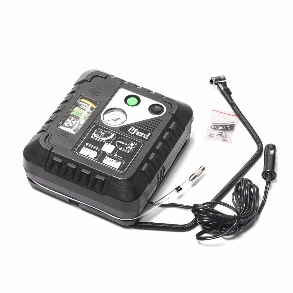 Pferd Air Compressor Tire Inflator Fix-A-Flat Glue Flashlight Road Side Kit Set