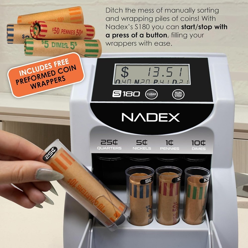 Digital Coin Counter, Sorter, Wrapper S180 Automatic Sorts and Counts