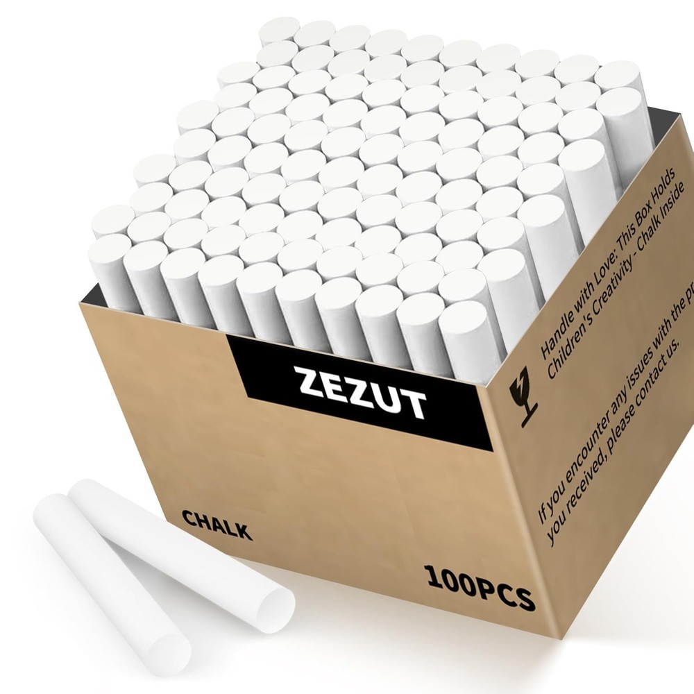 White Chalk 100PCS, Low Dust Chalks Stick Bulk for Chalkboard Blackboard