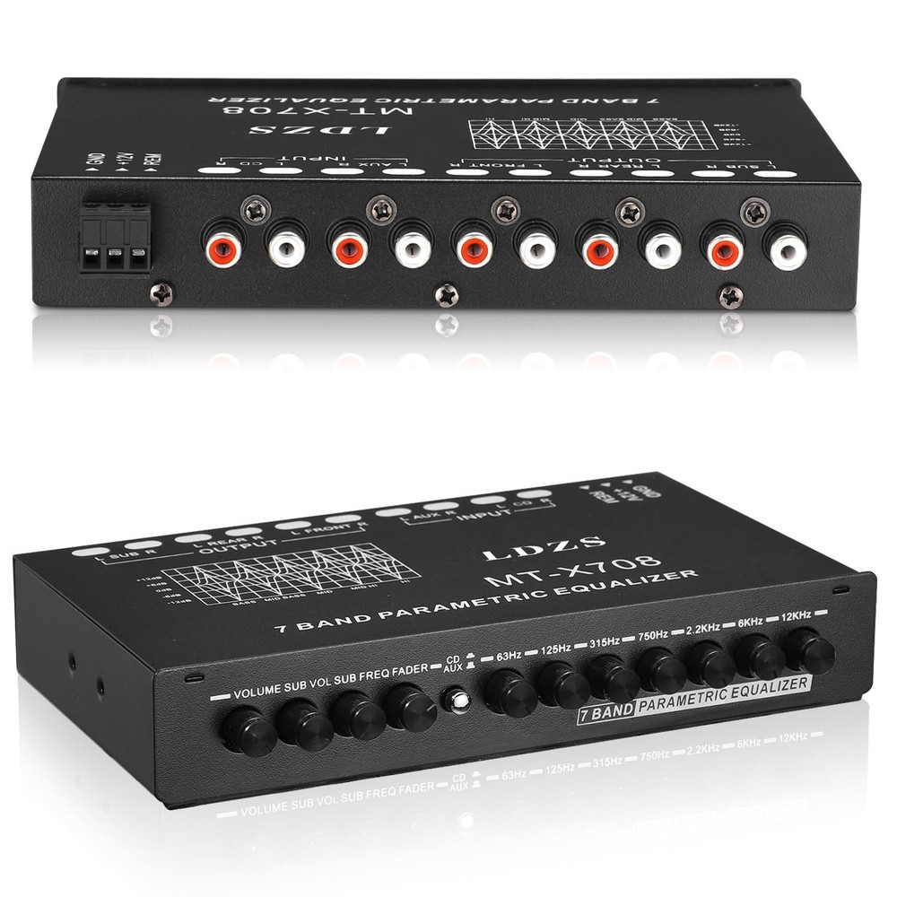 7-Band Car Audio Equalizer, Adjustable 7 Bands EQ Car Amplifier Graphic Equal...