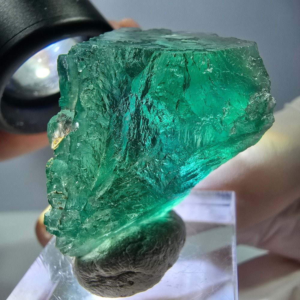 Clear Phantom Fluorite Cube parquetted, green Okorusu, Namibia 38*25*25mm