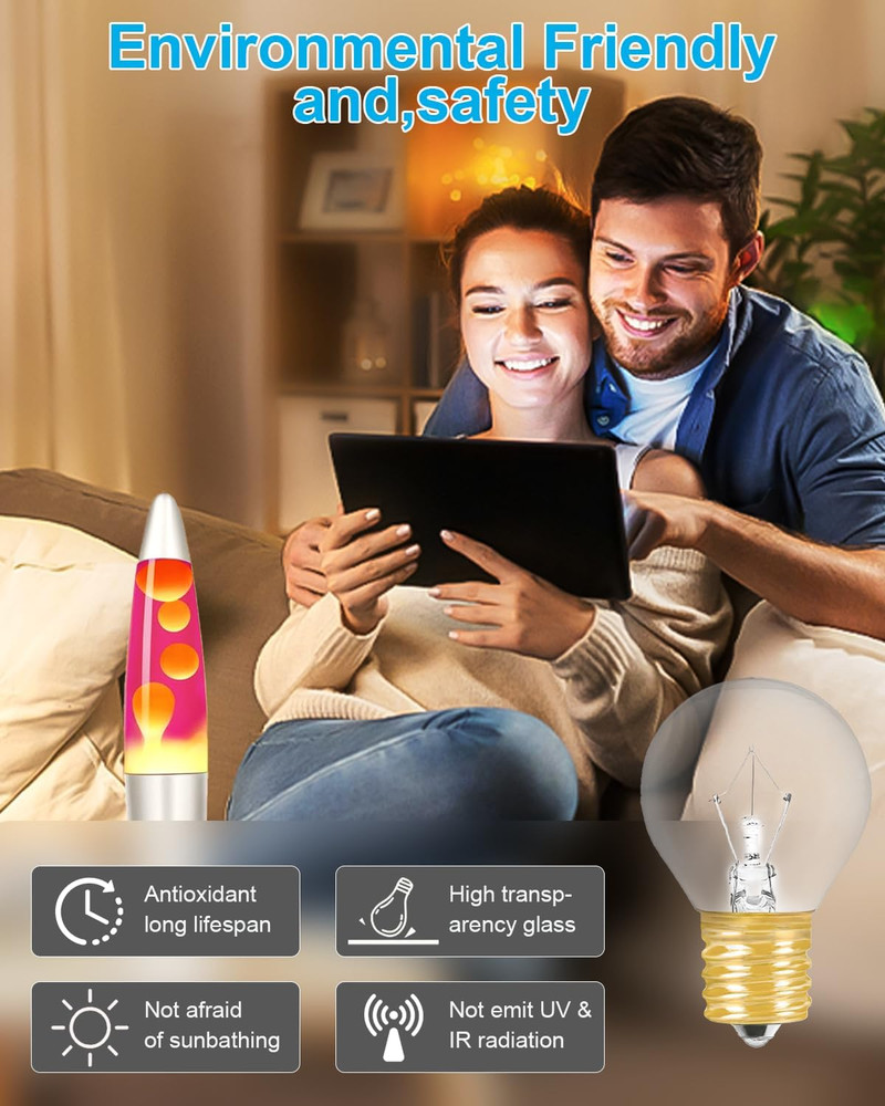 40 Watt Lava Lamp Replacement Bulbs - E17 Intermediate Base, 6-Pack, Compatible