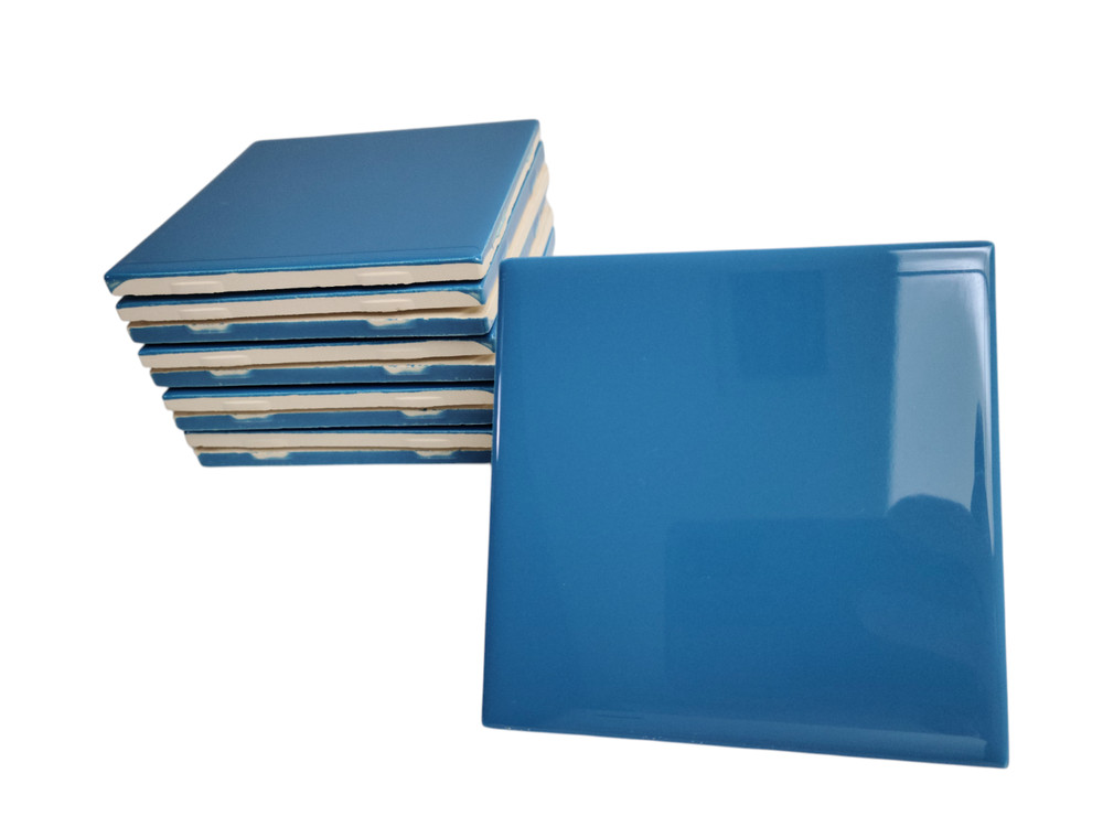 Electric Blue Ceramic Tile 4.25 in Subway Square Shower Kitchen Wall Backsplash