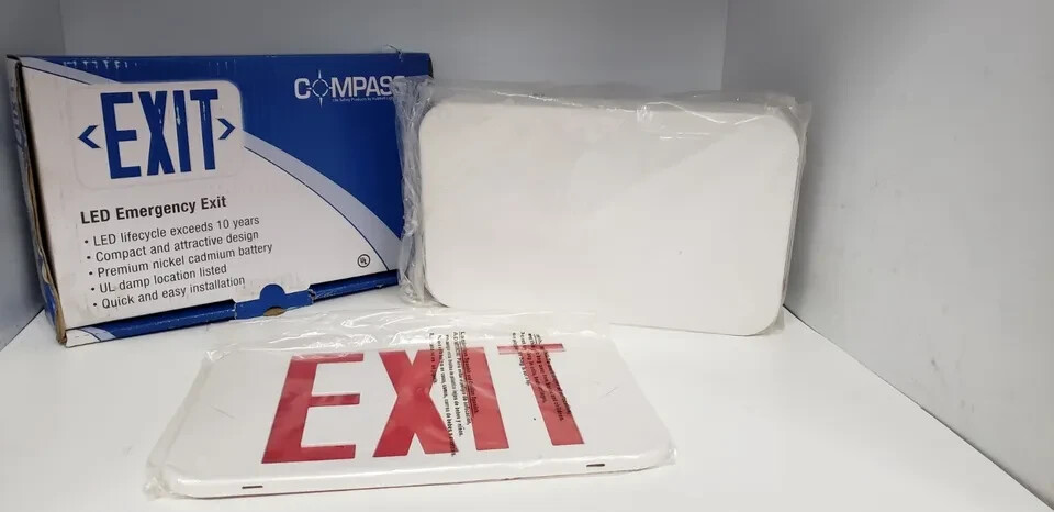 Compass CER LED Emergency Exit Sign, Red/White, 120/277 VAC