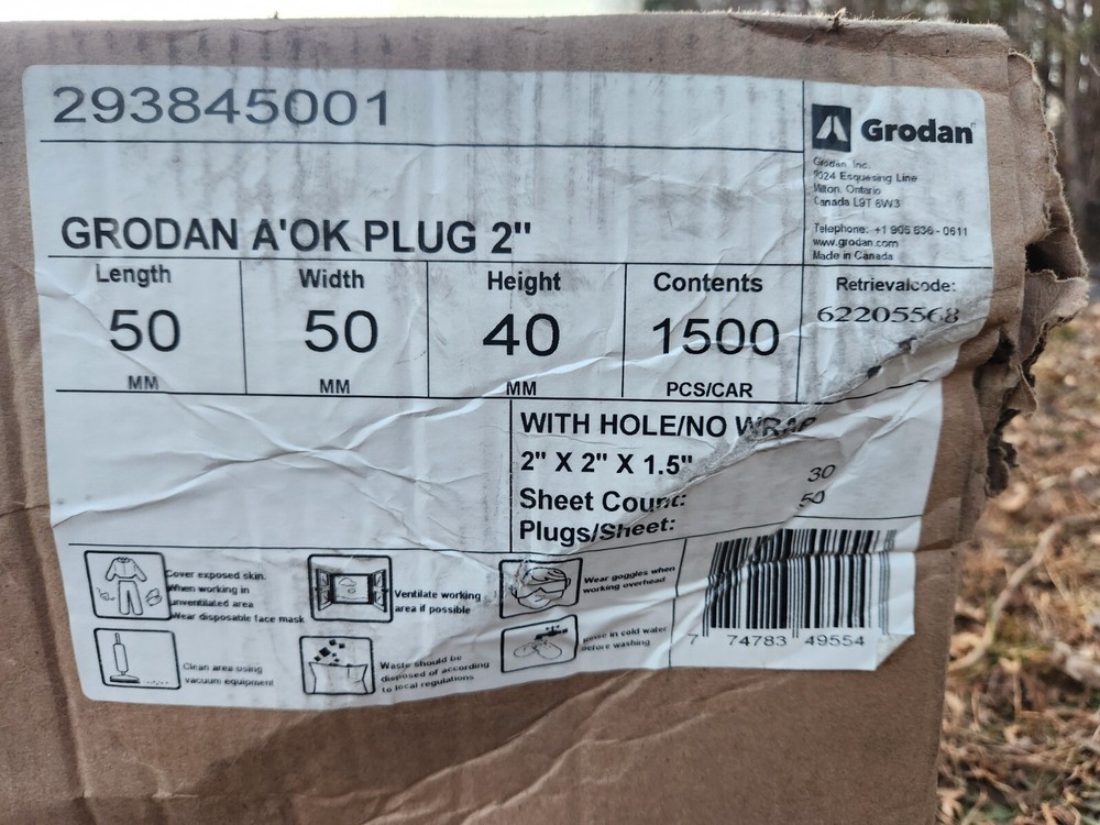 (1500 Pcs) Grodan A-OK Plug 2"