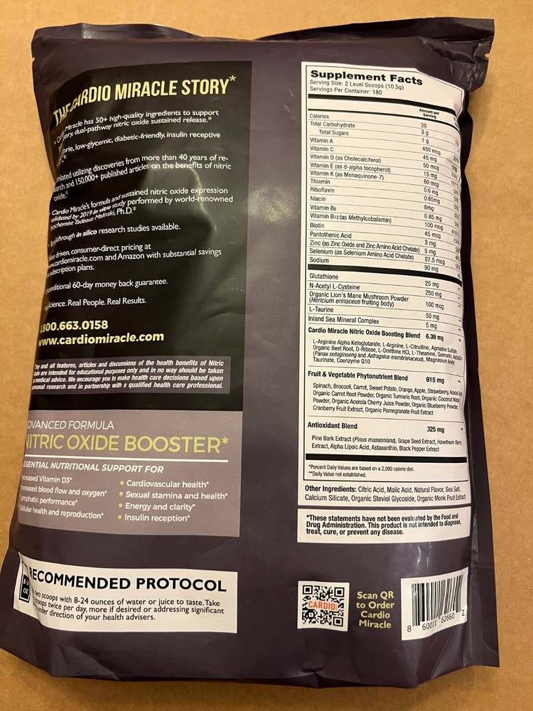 Large Cardio Miracle The Complete Nitric Oxide Solution - 180 SERVINGS, 03/2026