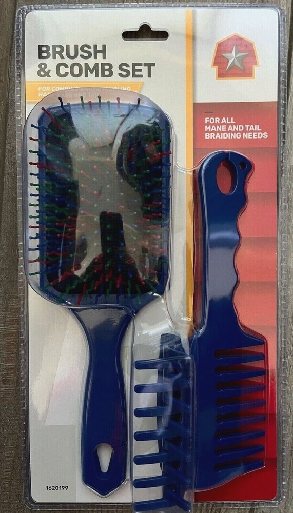 Horse Brush and Comb Set  Blue New