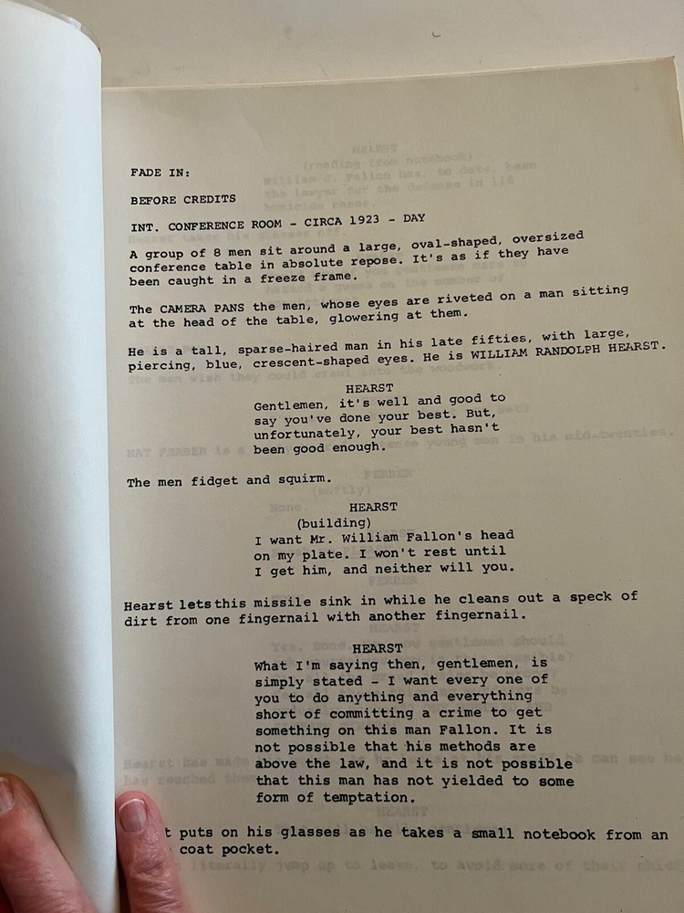 vintage movie script “Fallon” By Geoffrey S. Ryan