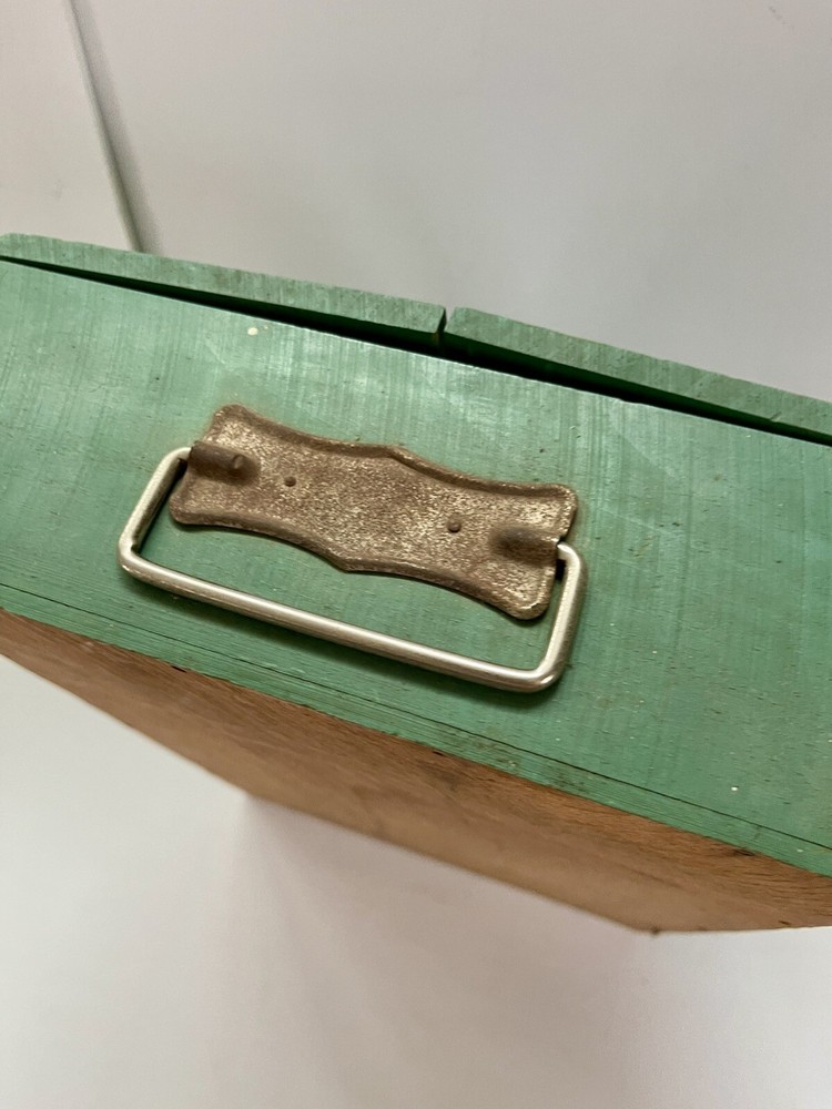 Vintage Gilbert Microscope Green Wood Case With Accessories Slides