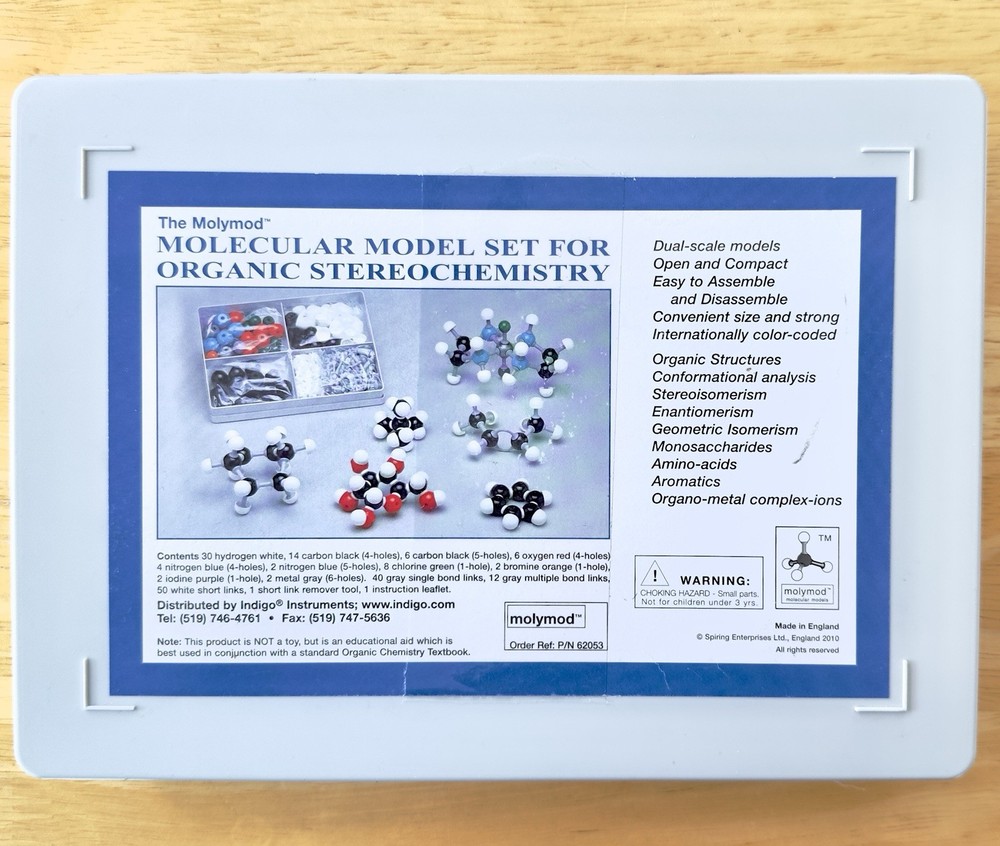 Molymod Molecular Model Set For Organic Stereochemistry Student #62053 England