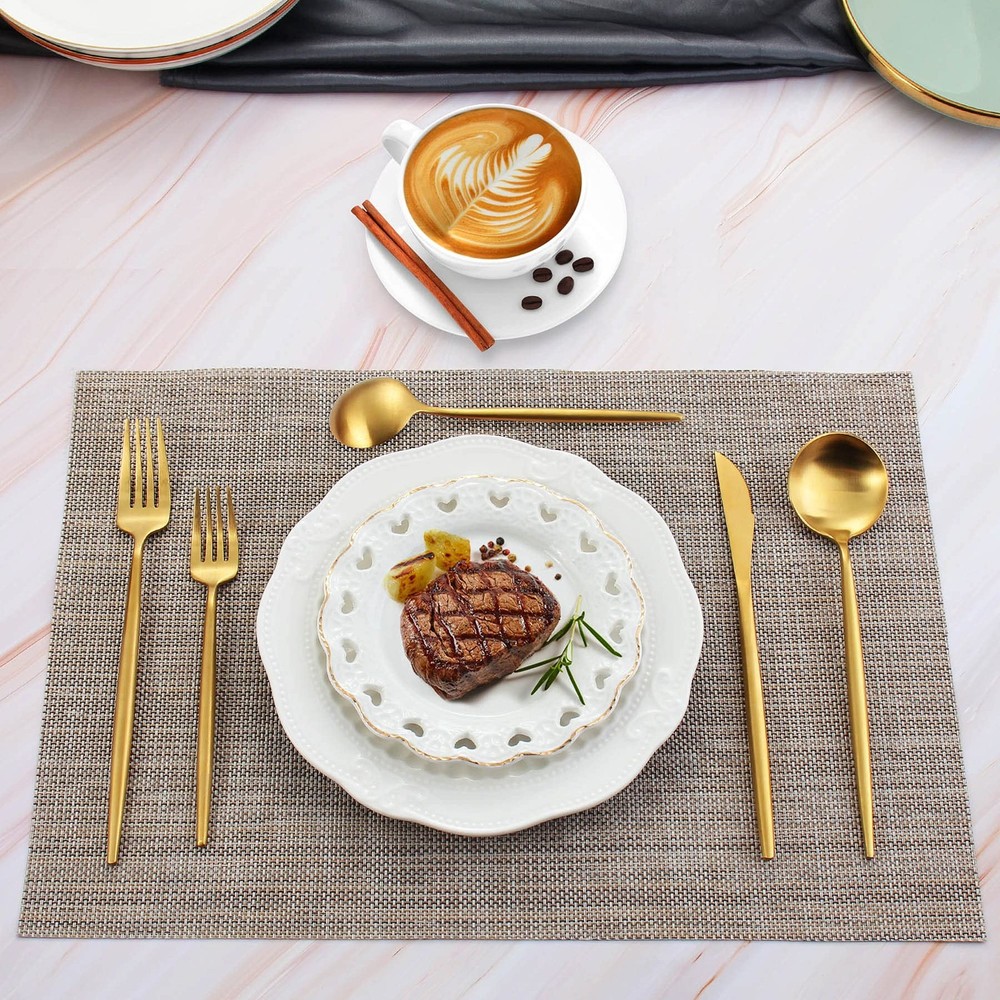 Matte Gold Silverware Set, 40 Pieces Stainless Steel Flatware Set，Kitchen Ute...