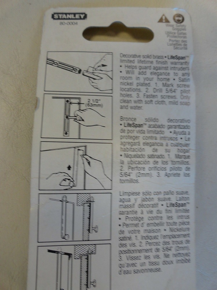 STANLEY SOLID BRASS SURFACE DOOR BOLT / LATCH PAIR OF (2) 80-0004 / CD4060