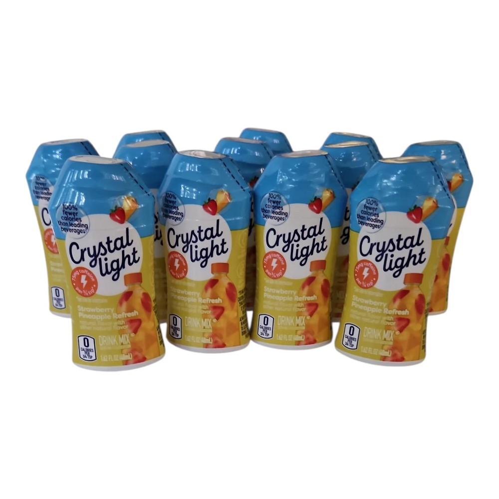 12 Bottles CRYSTAL LIGHT STRAWBERRY PINEAPPLE REFRESH W/Caffeine Water Enhancer