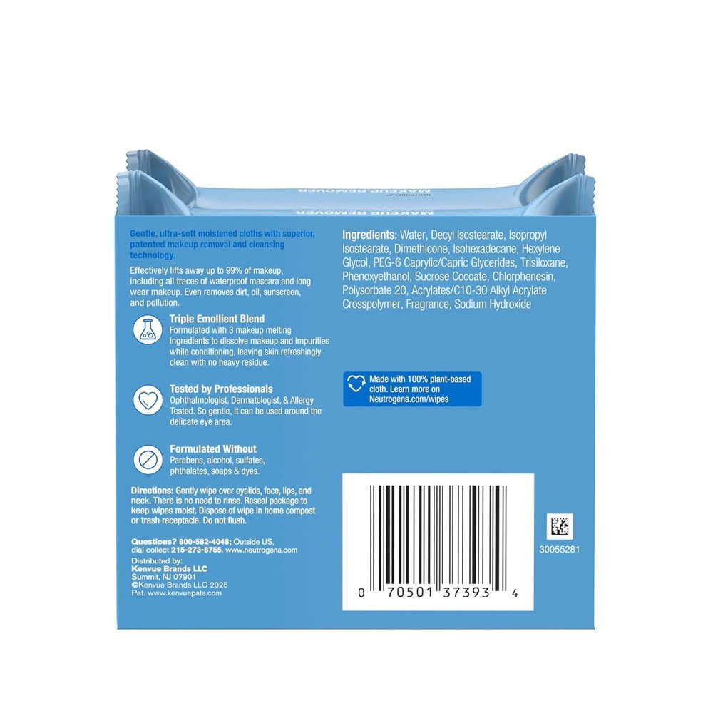 Compostable Micellar Cleansing Wipes – 2 x 25 Count Pack for Sensitive Skin