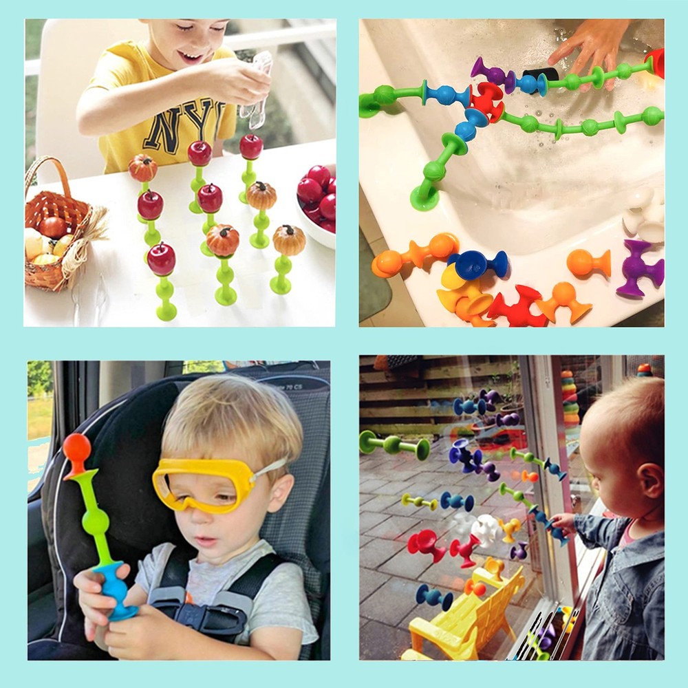 TOYARA 48 Piece Suction Cup Toys Construction Set, Medium, Mulitcolored