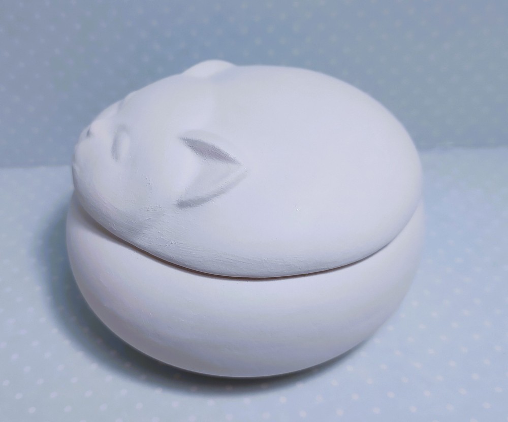 Cat Trinket Box ~ Ceramic Bisque Ready to Paint