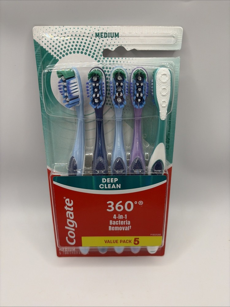 5 Pack Colgate Deep Clean 360 MEDIUM Bristle