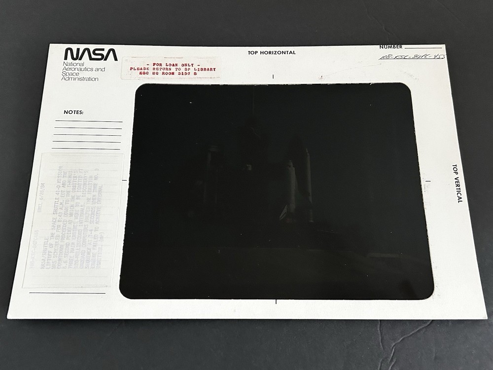 1984 NASA KSC Shuttle Discovery 41-D Mission Launchpad Presentation Transparency