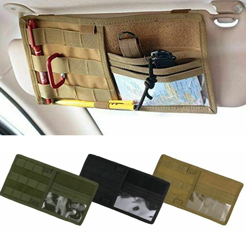 Car Vehicle Visor Panel Molle Pouch EDC Sun Visor Organizer Storage Utility Bag
