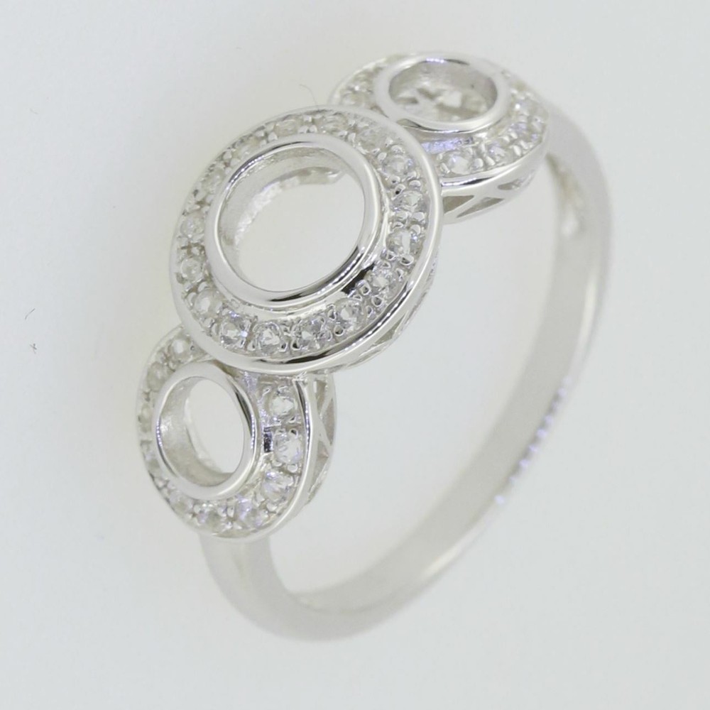 Sterling Silver Semi Mount Ring Setting Round RD 5x5mm RD3.5mm White T
