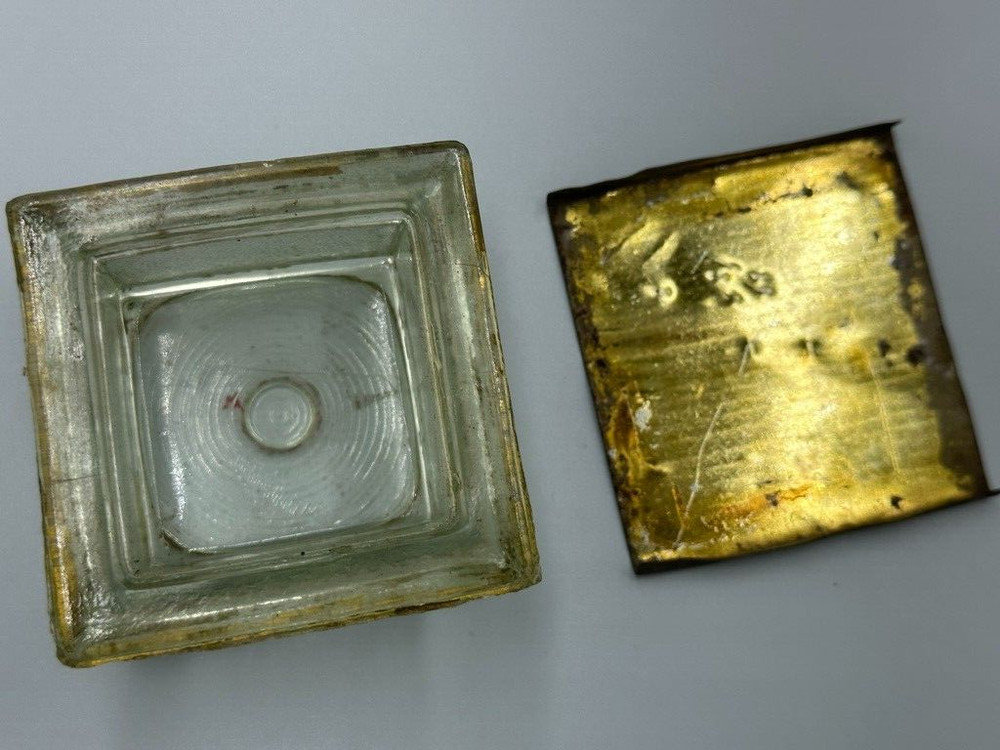 c 1915 Graphophone PHONOGRAPH Glass Record CANDY CONTAINER Antique E&A 576