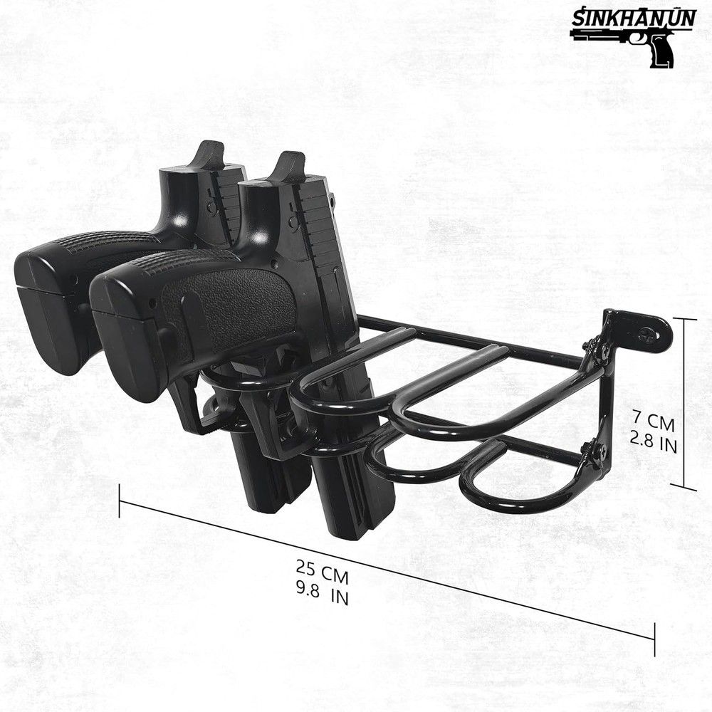 Wall-Mounted Pistol Holder - Firearm Storage and Display Rack