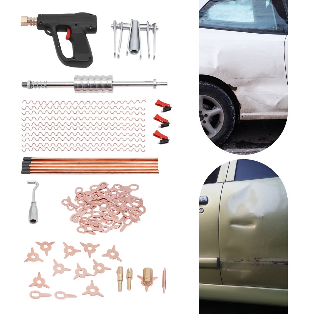 86Pcs Stud Welder Dent Repair Kit Car Body Panel Dent Spot Welding Puller Tool