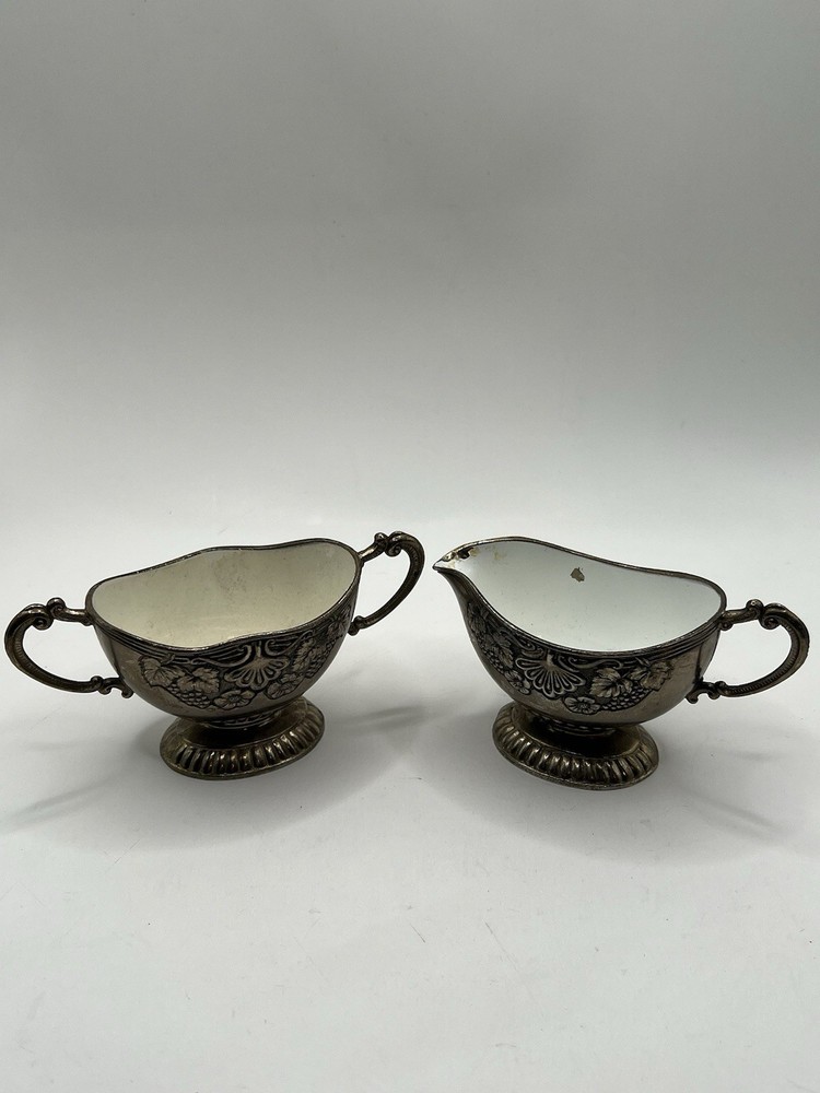 Japanese Lusterware Sugar & Creamer Set - Grape Vine Design