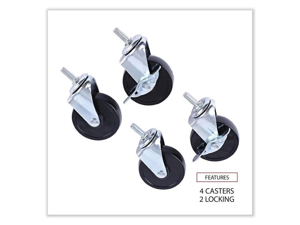 Optional Casters For Wire Shelving, 125 lbs./Caster, Black, 4/Set