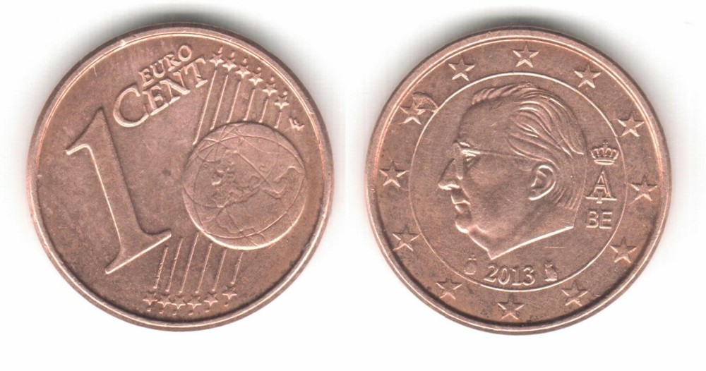 Belgium 1 euro cent 2013 ERROR