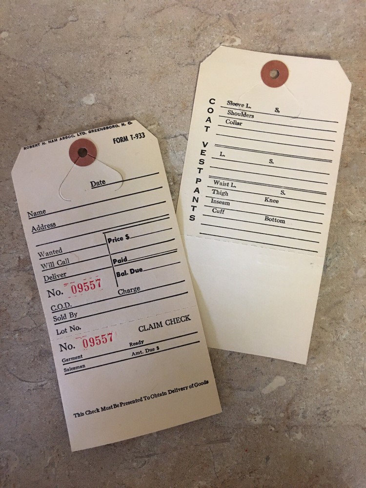 100 2-Part ALTERATION TAGS ~ 5" x 3", Sequential Numbers, Claim Tag ~ FREE Ship!
