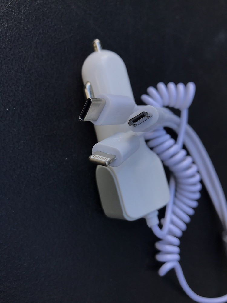 3 In 1 Car Charger Cable Type-A Type-C Micro USB Fast Charging Adapter