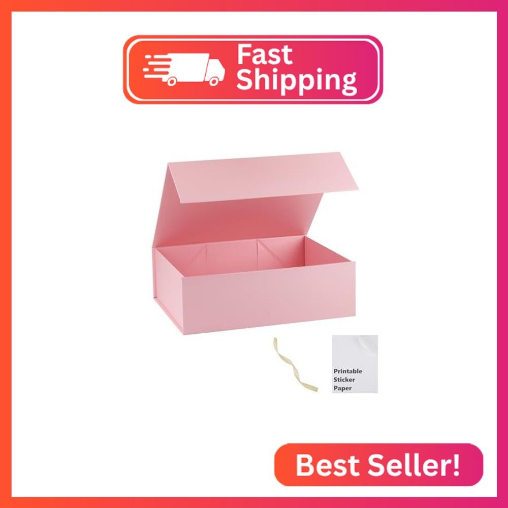 MUMUPACK Pink Gift Box,13x11x5.3 Large Gift Boxes With Lids For Presents Include