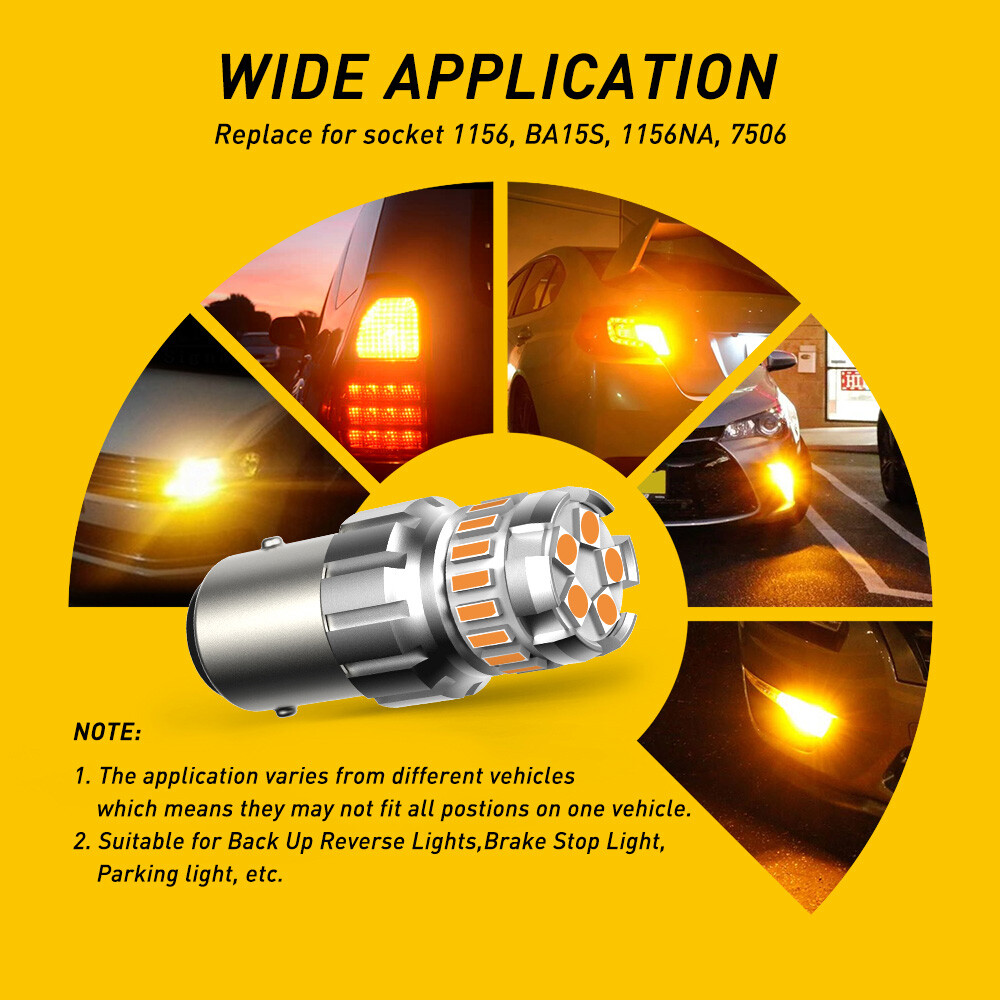 AUXITO 1156 Amber LED Turn Signal Light Bulb Error Free Anti Hyper Flash 2F EOA