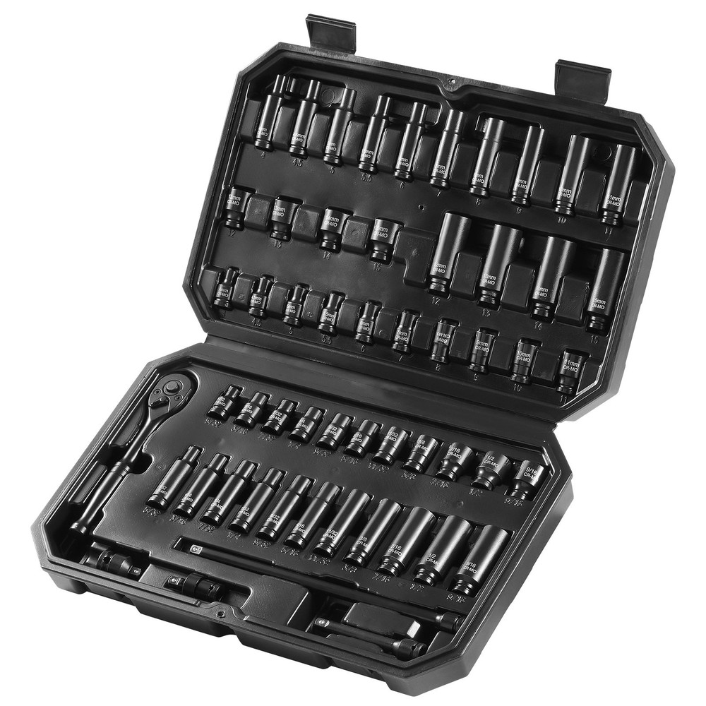 HOT/ Drive Impact Socket Set 1/4" - 55 Piece Deep&Shallow Socket Set SAE 5/32"-
