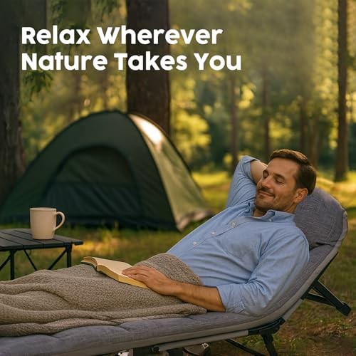 SnozeFlex Chaise Lounge Chair, Folding Cot, 6-Angle Adjustable Camping Cot