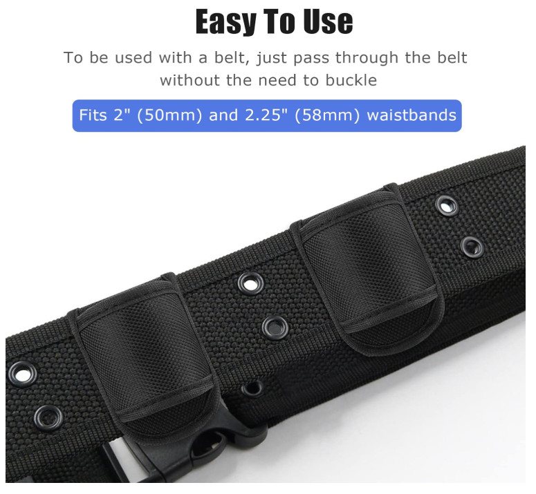 Flashlight Holster for Duty Belt, Open Top D Cell Compact Light Holder Case, Nyl