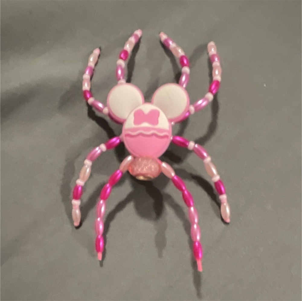 Handmade Pink Beaded Spider Clip Decoration