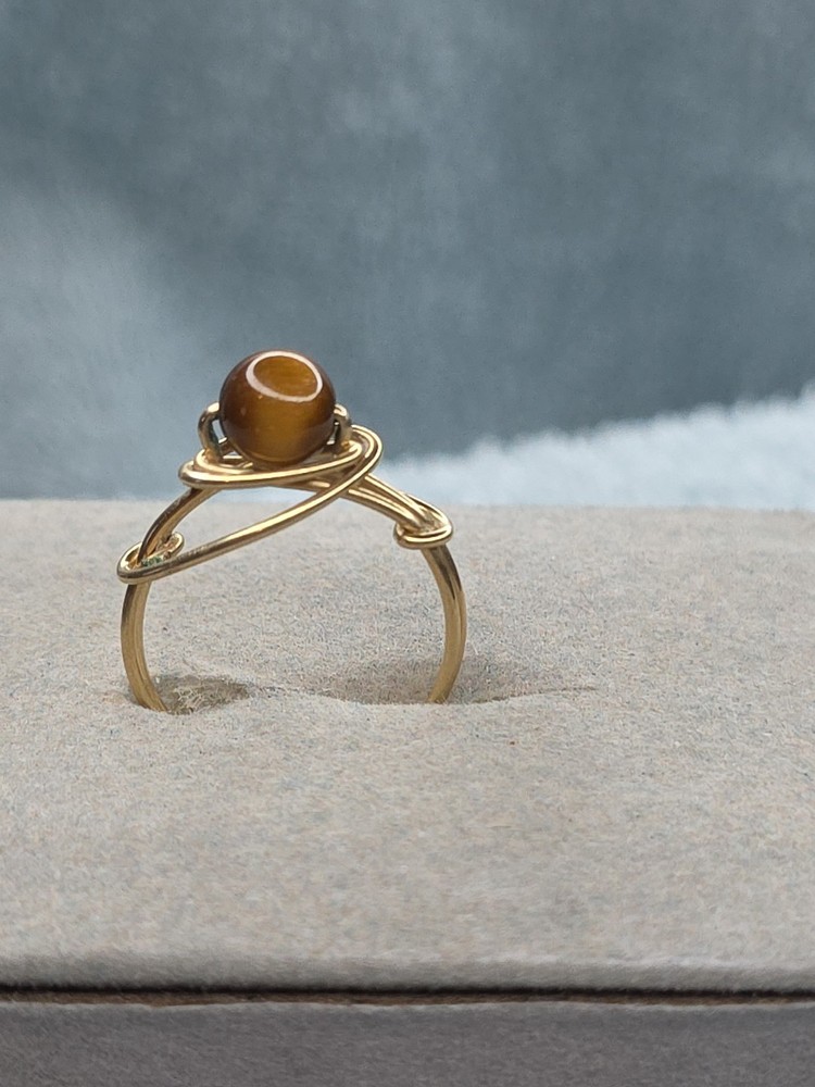 Eye of tiger wire wrapped ring