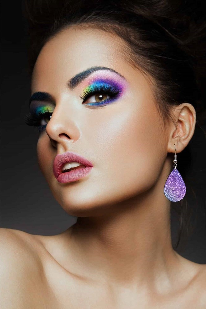 Purple Ombre Glitter Teardrop Earrings