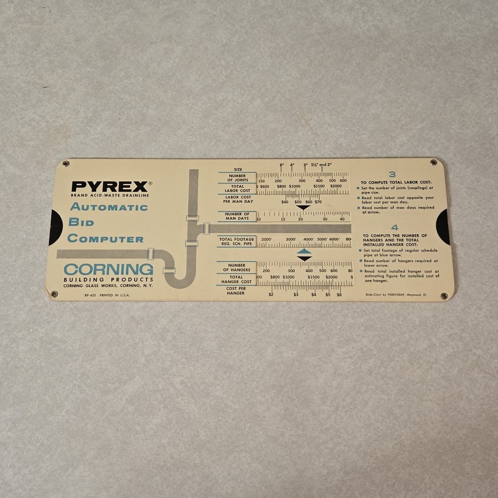 Corning Pyrex Automatic Bid Calculator Slide Rule Vintage
