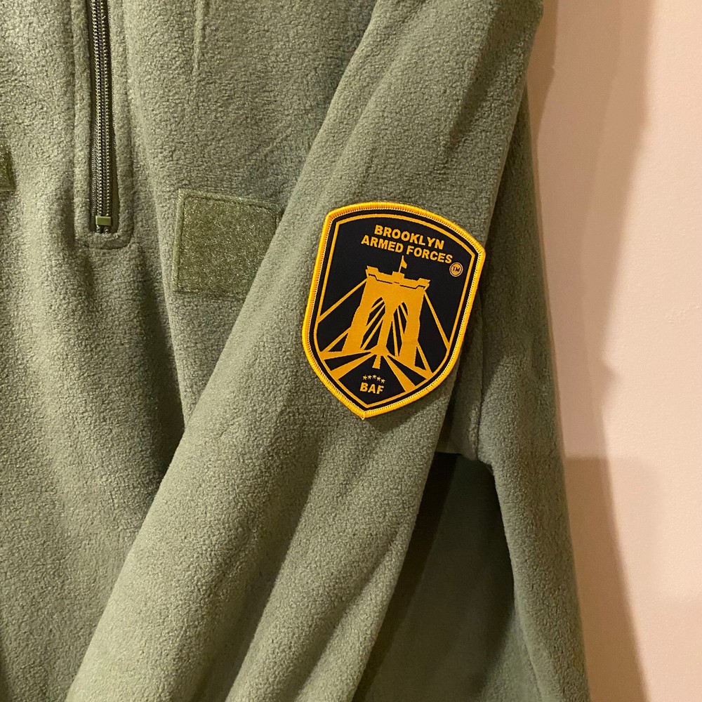 BAF Quarter Zip Fleece Pullover OD Green Name Rank Arm Loop Panels