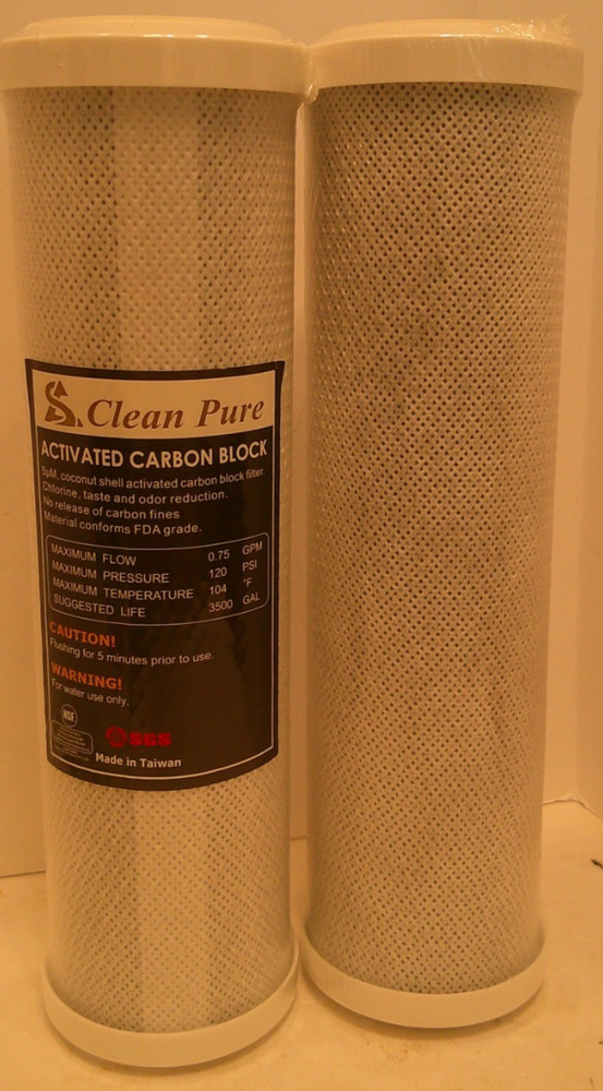 (2) Clean Pure 10 x 2.5 Inch Activated Carbon Block Filter