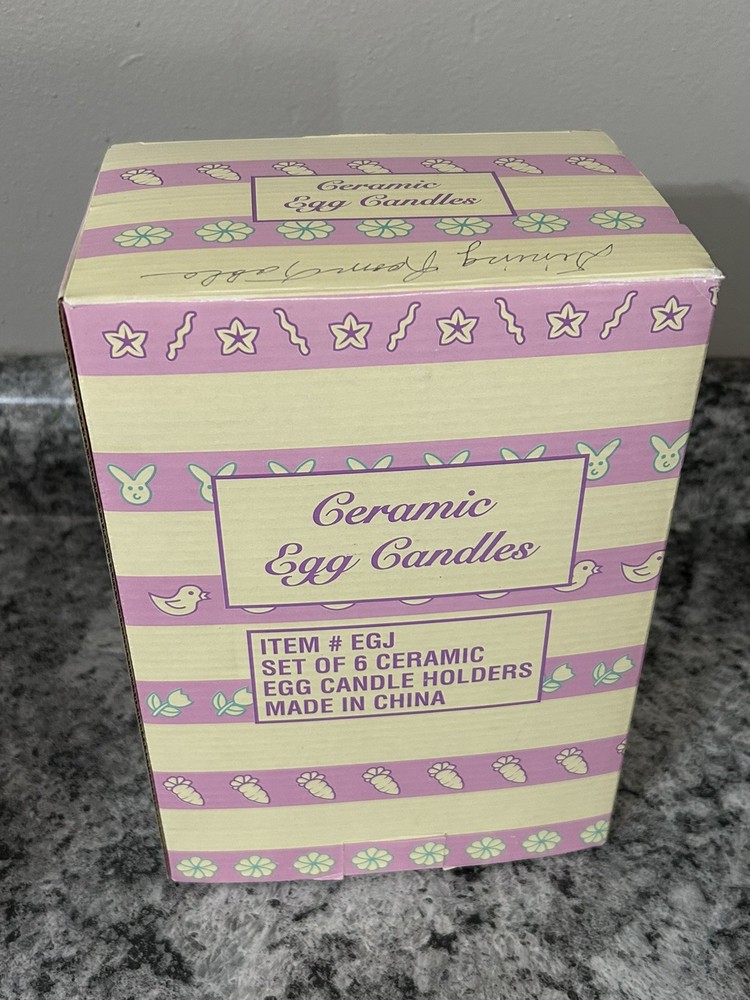 Vintage Ceramic Easter Candles Eggs Pastel Painted Spring Full Set Of 6