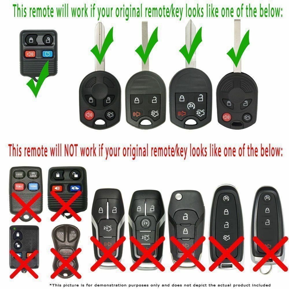 2x Keyless Entry Remote Control Key Fob Clicker Transmitter Replacement For Ford